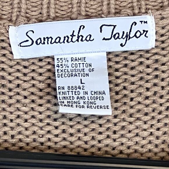 Samantha Taylor Cardigan Sweater Sz L Cottagecore Snowman Winter Holiday VTG - Picture 6 of 9